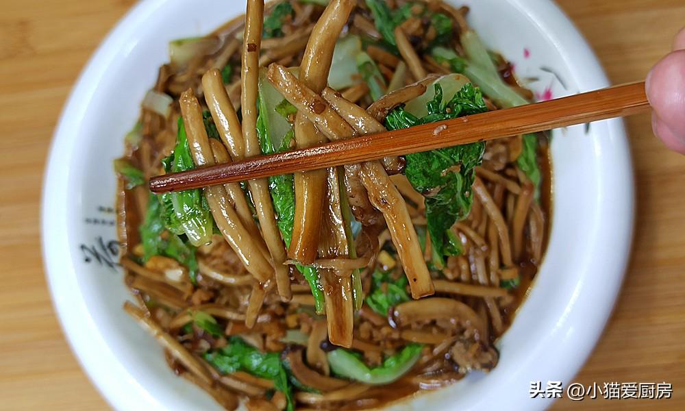 圖片[2]-【小白菜肉末茶樹菇】做法步驟圖 特別好吃 湯汁泡飯也特別香-起舞食譜網