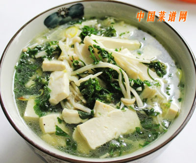 薺菜金針豆腐湯-起舞食譜網(wǎng)