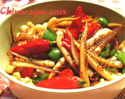 起舞食譜網-雙椒爆炒魷魚頭