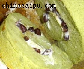 輕芝士抹茶紅豆蛋糕卷的做法