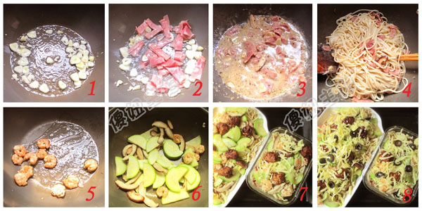 培根鮮蝦肉丸意面